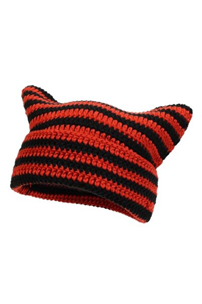 STARSTAR Knitted Hats - Women's Winter Men's Warm Cat Ear Retro Striped Stret...