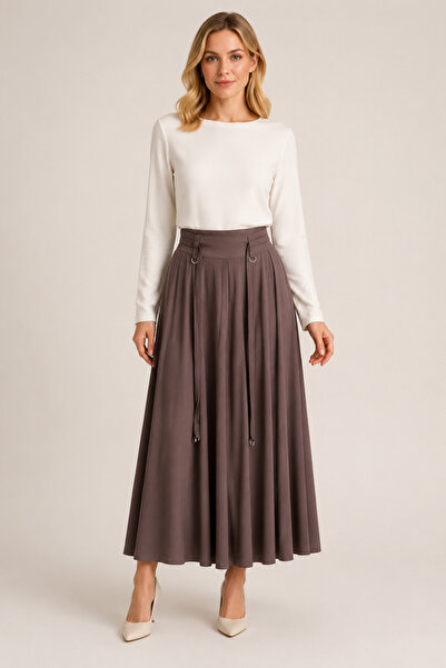 SELAM Segmented Flared Brown Skirt 4880