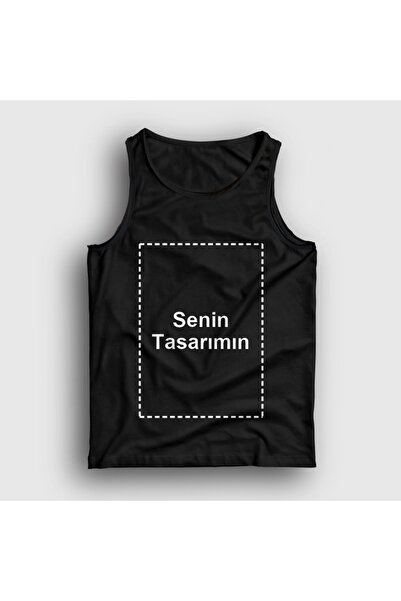 Presmono Unisex Siyah Kendin Tasarla Kişiye Özel Atlet 621137tt