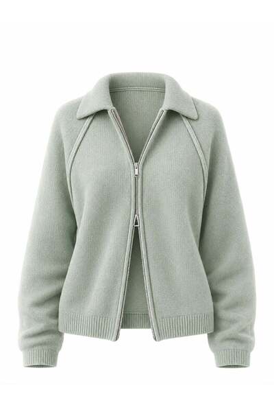 Retrobird Rosalie Oversize Polo Collar Double Zipper Knitwear Cardigan Women'...