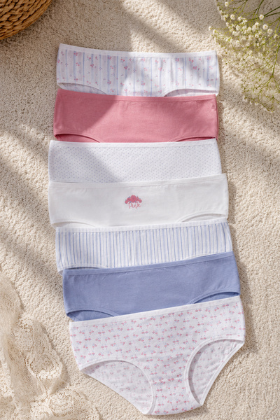 koza iç giyim Women's 7-Piece Curve Cotton Stretch Fabric Bato Panties