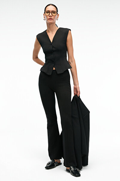 ETHIQUET Kalyysia women's high waist wide leg slim fit black pants