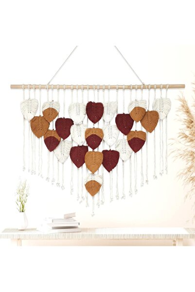 OtherMax Ornament Goblen de perete Macrame Frunze Boho Țesut manual Burgund —...