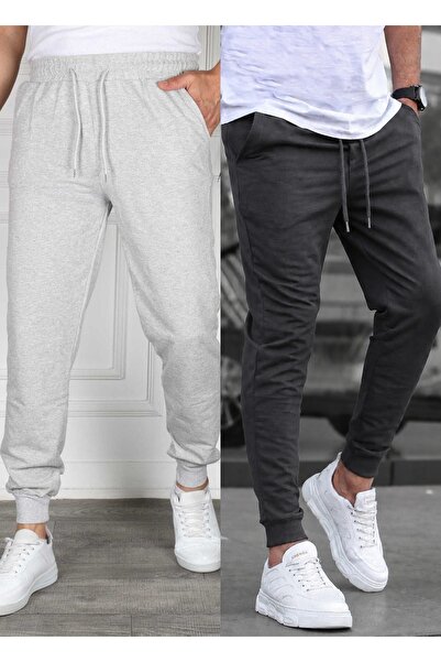 TORUK MAKTO Set of 2 Unisex Ribbed Leg Sweatpants Jogger Comfortable Fit Dail...