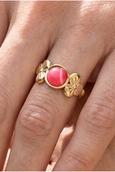 NBS Beautiful Naturel Stones Steel Ring with Agate Stone Adjustable Quality