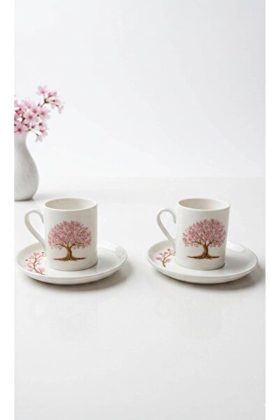evinbizden Modern Porcelain Belora Pattern 2-Person Coffee Cup Set 4 Pieces