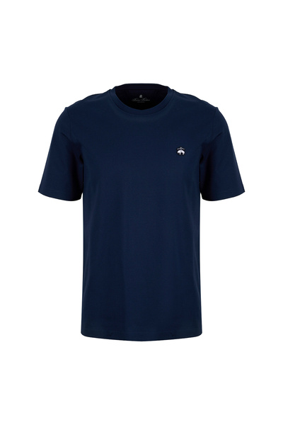 BROOKS BROTHERS Lacivert Erkek Bisiklet Yaka Logo Baskılı T-Shirt BBSS26MTS005
