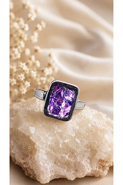 DM ONLINE Purple Color Epoxy Design Pinky Ring