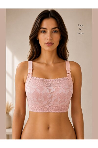 İntive Lingerie حمالة صدر ليفيا ذات ياقة مربعة ودانتيل أمامي، حمالات صدر نسائ...