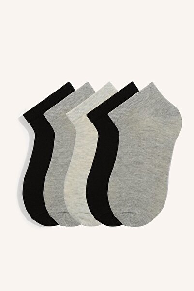 DeFacto Men's 5-Piece Cotton Textured Booties Socks Set I2942Axns