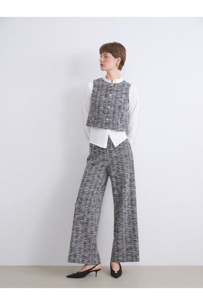 LC Waikiki Pantaloni de damă în carouri cu croială largă