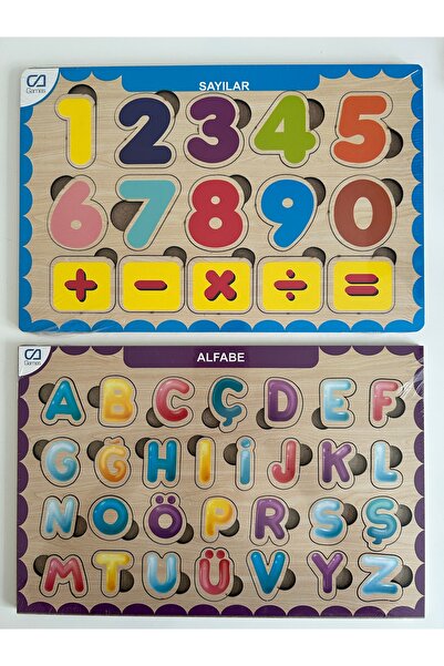 Games Wooden Puzzle Alphabet and Numbers Set
