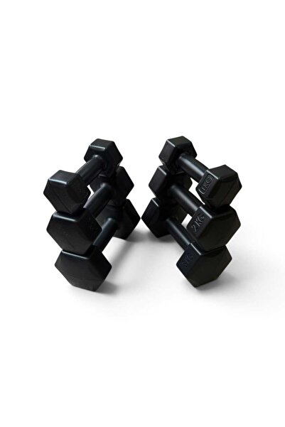 Mrt 3 lü set 1 Kg X2 ve 2 kg X2 ve 3 kg X2 MİNİ Plastik Dambıl SİYAH