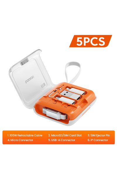 Choice3 toocki 5pcs Toocki PD100W Retractable Fast Charging Cable Set With Hi...