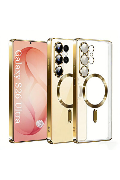 Choice Galaxy S26 Ultra Gold Luxury Transparent Plating Magnetic Wireless Cha...