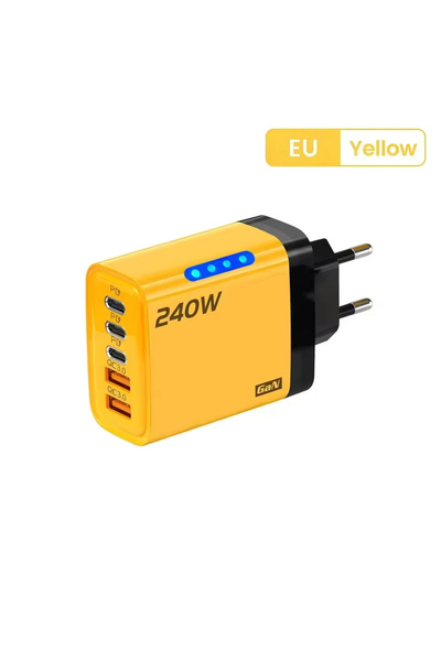 Choice Yellow-EU 240W GaN 5 in 1 Fast Charging Phone Charger USB C Charger Po...