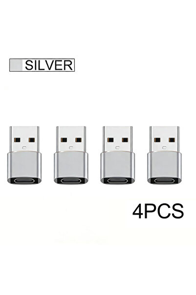 Choice 4pcs Silvery 4pcs OTG USB to USB C Adapters Durable Metallic Build Uni...
