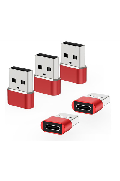Choice1 red 5pcs USB to USB C Adapter 5Pack,Type C Female to A Male Cable Con...