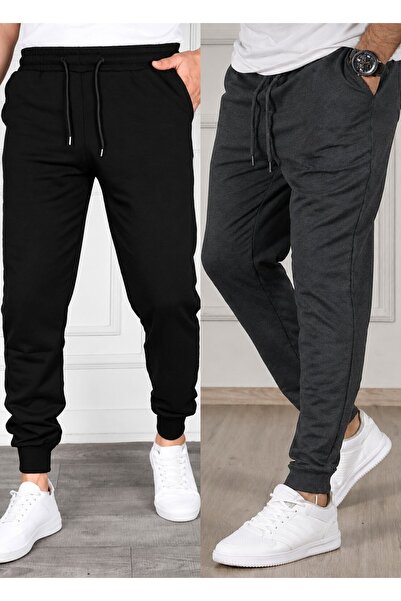 TORUK MAKTO Set of 2 Unisex Ribbed Leg Sweatpants Jogger Comfortable Fit Dail...