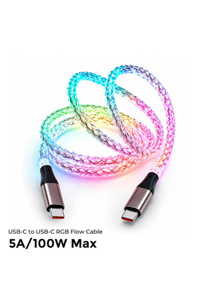Choice1 1m USB C-C 100W Max Light Up Type C Charger Cable PD100W Fast Chargin...