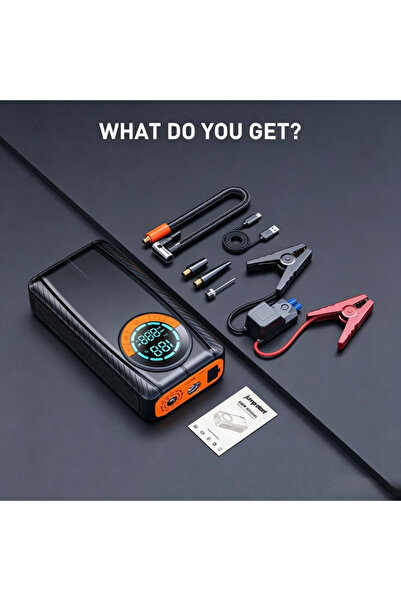 Generic Portable 12V Wireless Car Jump Starter with Air Compressor, 150PSI Di...