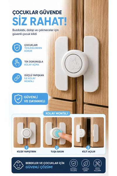 Ecuy Child Safety Lock with Strong Adhesive Button Refrigerator Drawer Cabine...