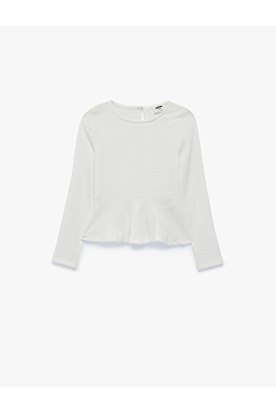 Koton Slim Fit Wrinkled Crew Neck Long Sleeve Blouse