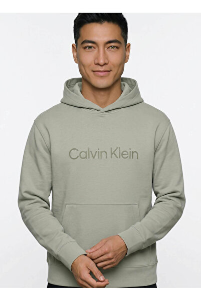 Calvin Klein Bej Erkek Kapüşonlu Sweatshirt LV04RG277GPEZ_LS EU STD LOGO 350TE