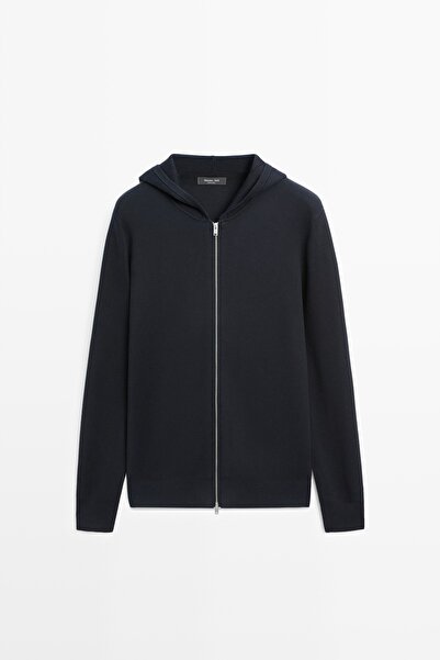 Massimo Dutti %100 pamuklu kapüşonlu triko hırka
