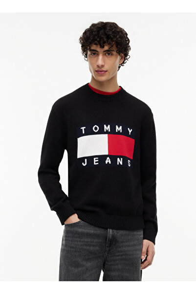 Tommy Jeans Siyah Erkek Kazak DM0DM23413BDS TJM REG FLAG SWEATER
