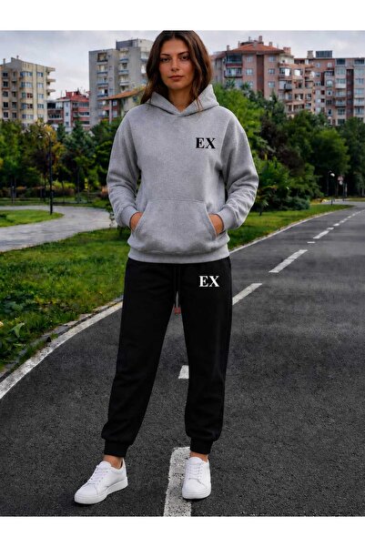 CLOTHES33 Hooded Sweatshirt 2-Piece Combination Winter Embossed Ex Printed Wo...