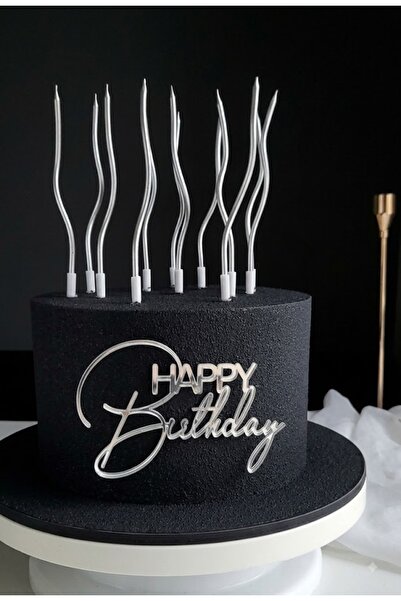 baloss fer 6'lı Gümüş Spiral Mum 15 cm Sofra Söz Nişan Düğün Doğum Günü Dekor...