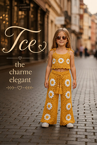 tce the charme elegant طقم أطفال بتصميم خاص محبوك يدويًا