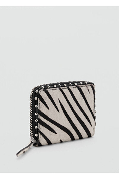 Mango Teen Zebra desenli tüylü deri cüzdan