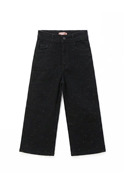 MiniKids Pantaloni de blug, cu sclipici, negru