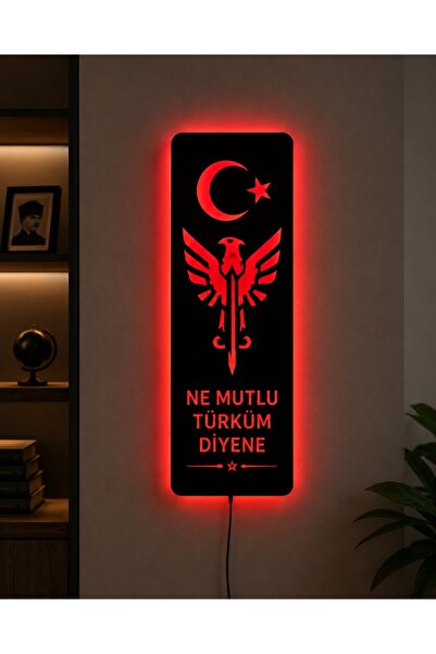 Şenşakrak Çift Başlı Kartal Ay Yıldız Ne Mutlu Türküm Diyene Yazılı Led Işıkl...