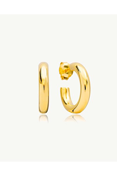 Stemma Jewelry Cercei Half Hoops din Argint 925, Placat cu Aur