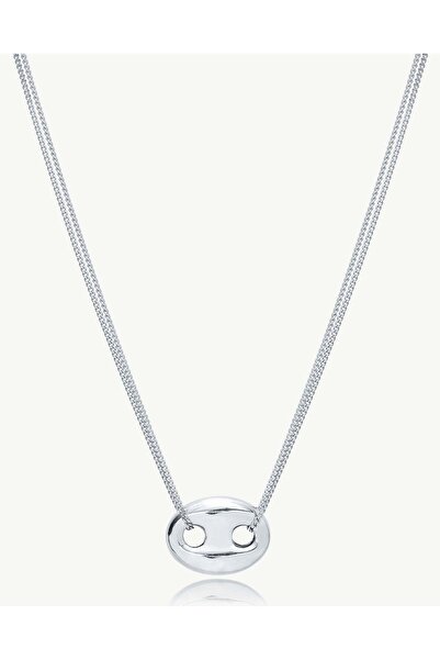 Stemma Jewelry Colier Lant cu Pandantiv Oval Charm Choker din Argint 925, cu ...