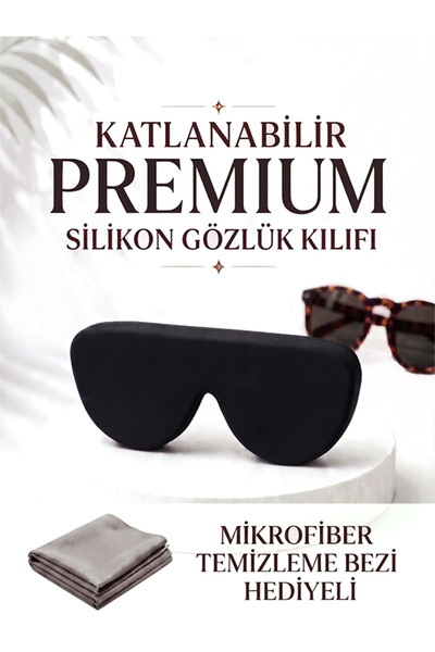 Katlanabilir Silikon Gözlük Kılıfı Mikrofiber Bez Hediyeli