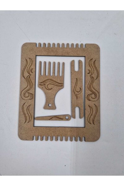 Mu Art Ahşap 10 Pcs Wooden Mini Weaving Loom Set with Laser Engraved Pattern 3 mm Raw Mdf Weaving Hoop and Accessories (16.5 X 13.5 cm)
