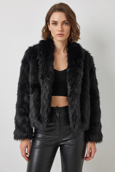 Efnaz style Women's Faux Fur Black Jacket