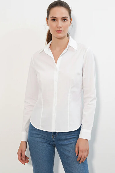 Generic Brand Women's Classic Collar Basic White Shirt