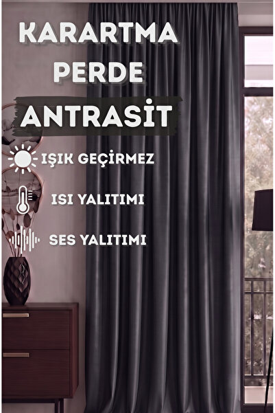 istper Anthracite Blackout Light-Proof Blackout Curtain, Pile-Free Single Pan...