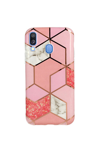 OEM Κόσμο Μάρμπλ Θήκη Σιλικόνης Ροζ (Samsung Galaxy A40)