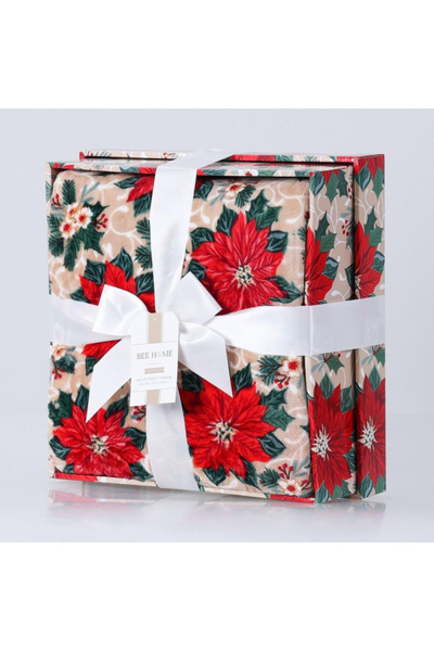 Generic Brand بطانية Bee Home المخملية 152*203سم - أحمر ملكي (Royal Poinsettia)