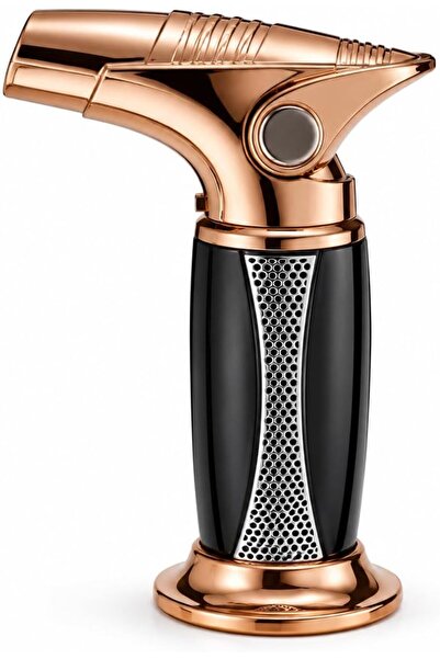 Biki Metal Side Jet Butane Torch Lighter with Adjustable Turbo Flame - Gold