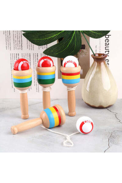 JML Kendama Mini din Lemn 9.5cm, cu Bilă pe Sfoară, Diverse Culori