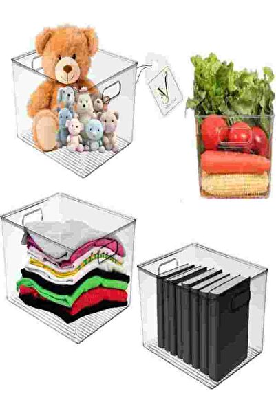 View star Pack of 8 Premium Clear Plastic Storage Bins, for Kitchen, Bathroom...