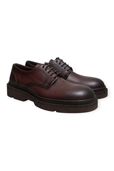 FRANCO CALVANI Brown Lace-Up Genuine Leather Men's Shoes