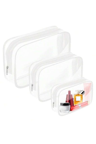 OEM Set de 3 geante cosmetice transparente impermeabile, esențiale pentru vac...